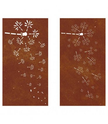 vidaXL Garden Wall Decorations 2pcs 105x55cm Corten Steel Flower Design