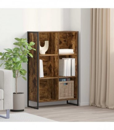 vidaXL Book Cabinet Smoke Oak 99.5 x 30 x 108.5 cm Engineered Wood