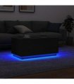 vidaXL Coffee Table with LED Lights Black Oak 90x49x40 cm