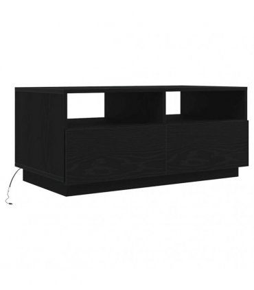 vidaXL Coffee Table with LED Lights Black Oak 90x49x40 cm