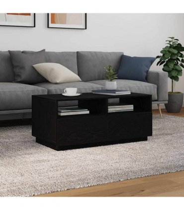 vidaXL Coffee Table with LED Lights Black Oak 90x49x40 cm
