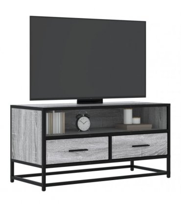 vidaXL TV Cabinet Grey Sonoma 80x34.5x40 cm Engineered Wood and Metal