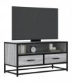 vidaXL TV Cabinet Grey Sonoma 80x34.5x40 cm Engineered Wood and Metal