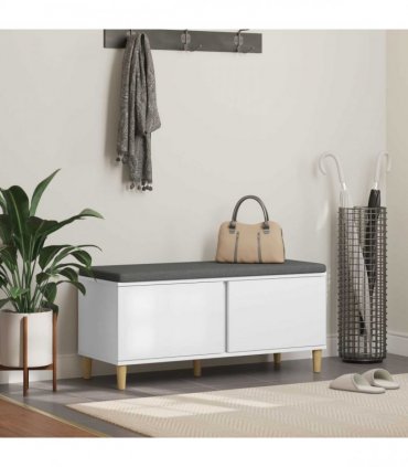 vidaXL Hall Bench White 100 x 38 x 46 cm Engineered Wood and Fabric