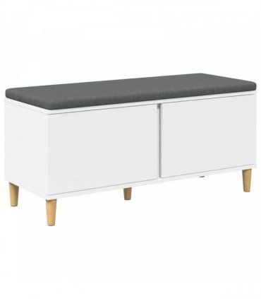 vidaXL Hall Bench White 100 x 38 x 46 cm Engineered Wood and Fabric