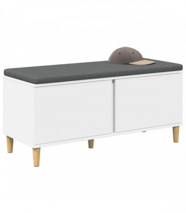 vidaXL Hall Bench White 100 x 38 x 46 cm Engineered Wood and Fabric