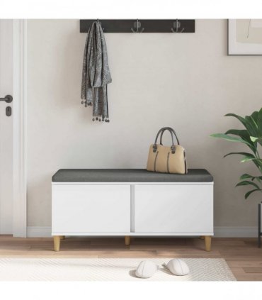 vidaXL Hall Bench White 100 x 38 x 46 cm Engineered Wood and Fabric