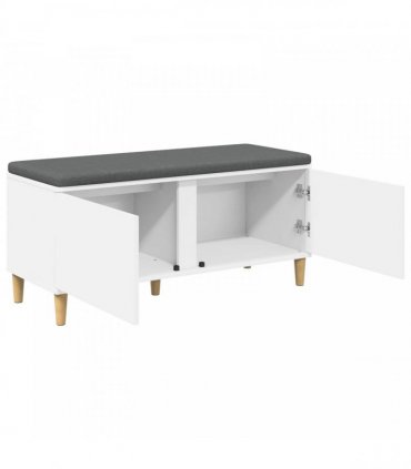 vidaXL Hall Bench White 100 x 38 x 46 cm Engineered Wood and Fabric