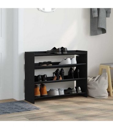 vidaXL Shoe Rack Black 80x25x62 cm Engineered Wood