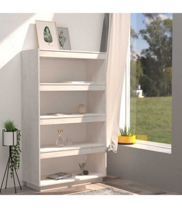 vidaXL Book Cabinet/Room Divider White 80x35x135 cm Solid Pinewood