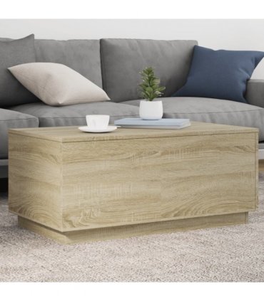 vidaXL Coffee Table with LED Lights Sonoma Oak 90x50x40 cm