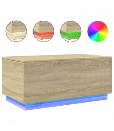 vidaXL Coffee Table with LED Lights Sonoma Oak 90x50x40 cm