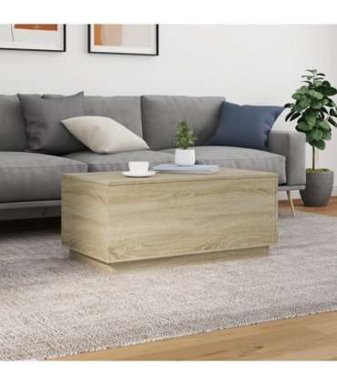 vidaXL Coffee Table with LED Lights Sonoma Oak 90x50x40 cm