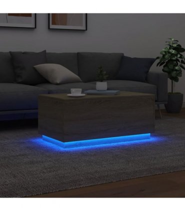 vidaXL Coffee Table with LED Lights Sonoma Oak 90x50x40 cm