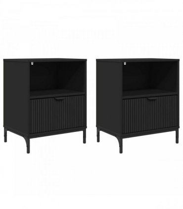 vidaXL Bedside Cabinet 2 pcs Black 49 x 36 x 61 cm Engineered wood