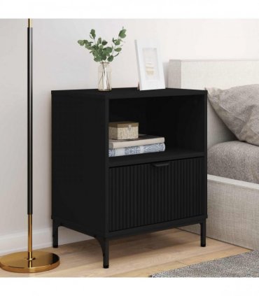 vidaXL Bedside Cabinet 2 pcs Black 49 x 36 x 61 cm Engineered wood
