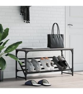 vidaXL Shoe Rack Grey Sonoma 90x30x45 cm Engineered Wood