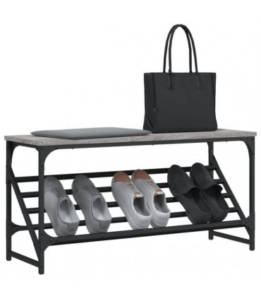 vidaXL Shoe Rack Grey Sonoma 90x30x45 cm Engineered Wood