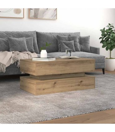 vidaXL Coffee Table with LED Lights Artisian Oak 90x50x40 cm
