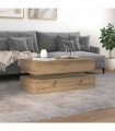 vidaXL Coffee Table with LED Lights Artisian Oak 90x50x40 cm