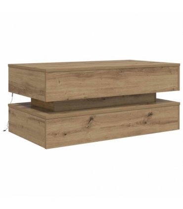 vidaXL Coffee Table with LED Lights Artisian Oak 90x50x40 cm