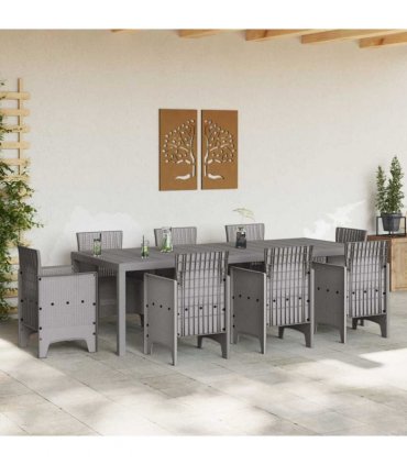 vidaXL Garden Table Light Grey 250 x 100 x 73 cm Poly Rattan