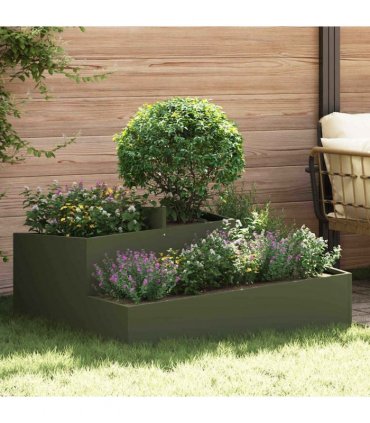 vidaXL Garden Planter Olive Green 100 x 100 x 50 cm Cold-rolled Steel