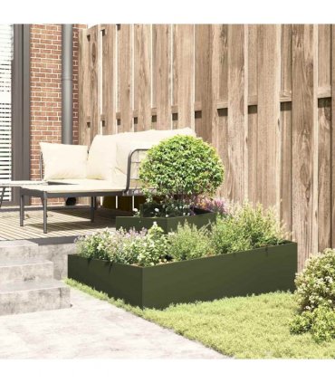 vidaXL Garden Planter Olive Green 100 x 100 x 50 cm Cold-rolled Steel