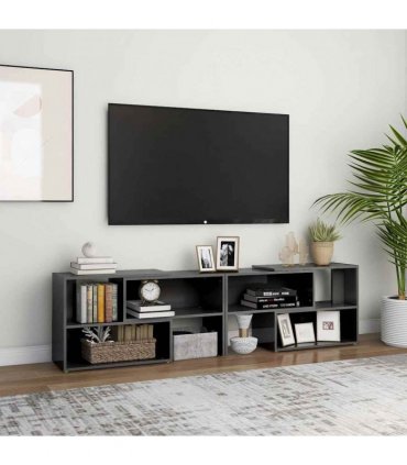 vidaXL TV Cabinet High Gloss Grey 149x30x52 cm Engineered Wood
