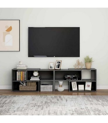 vidaXL TV Cabinet High Gloss Grey 149x30x52 cm Engineered Wood