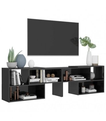 vidaXL TV Cabinet High Gloss Grey 149x30x52 cm Engineered Wood