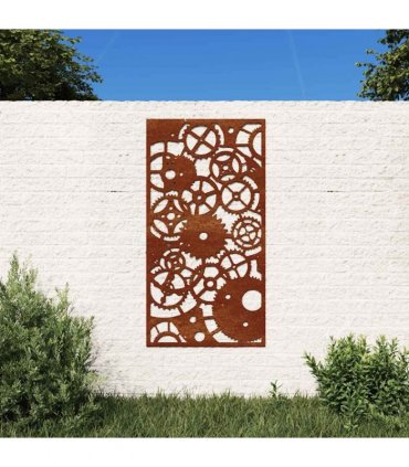 vidaXL Garden Wall Decoration 105x55 cm Corten Steel Gear Wheel Design