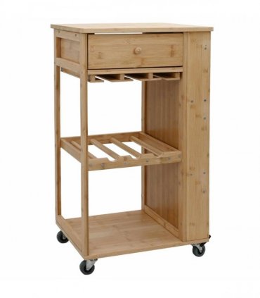 vidaXL Kitchen Trolley with Wheels Natural 47.5 x 36 x 83 cm Bamboo