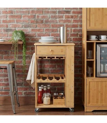 vidaXL Kitchen Trolley with Wheels Natural 47.5 x 36 x 83 cm Bamboo