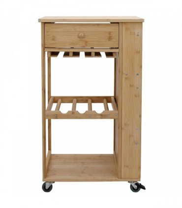 vidaXL Kitchen Trolley with Wheels Natural 47.5 x 36 x 83 cm Bamboo