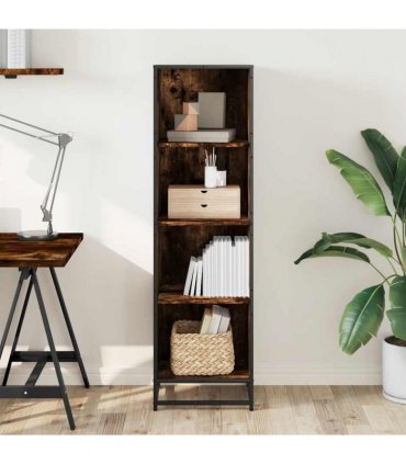 vidaXL Book Cabinet Smoked Oak 40x35x139 cm Engineered Wood