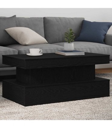 vidaXL Coffee Table with LED Lights Black Oak 90x50x40 cm