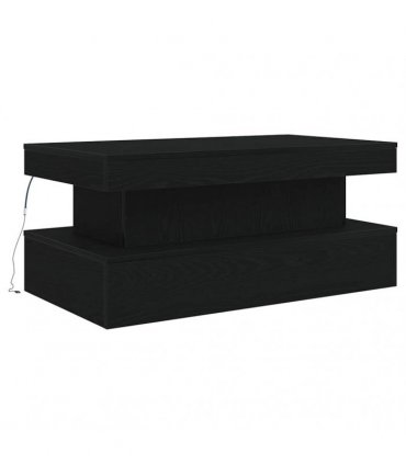 vidaXL Coffee Table with LED Lights Black Oak 90x50x40 cm