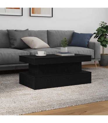 vidaXL Coffee Table with LED Lights Black Oak 90x50x40 cm