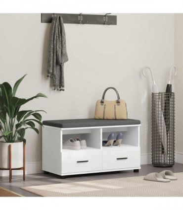 vidaXL Hall Bench White 80 x 38 x 46 cm Engineered Wood and Fabric