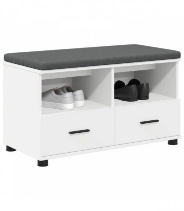 vidaXL Hall Bench White 80 x 38 x 46 cm Engineered Wood and Fabric