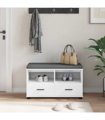 vidaXL Hall Bench White 80 x 38 x 46 cm Engineered Wood and Fabric
