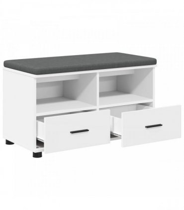 vidaXL Hall Bench White 80 x 38 x 46 cm Engineered Wood and Fabric