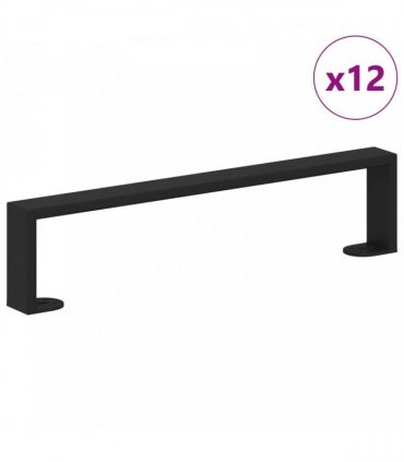 vidaXL Furniture Feet 12 pcs Black 436 x 40.5 x 100 mm Iron