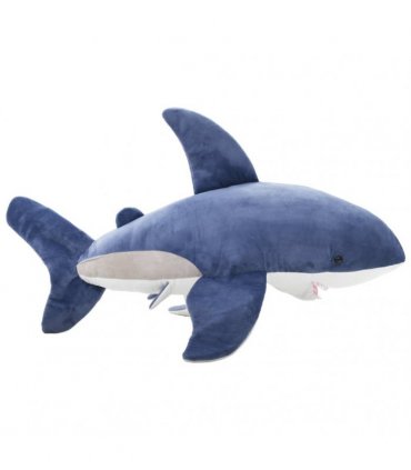 vidaXL White Shark Cuddly Toy Plush Blue and White