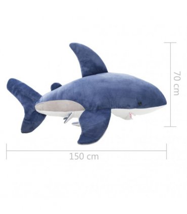 vidaXL White Shark Cuddly Toy Plush Blue and White