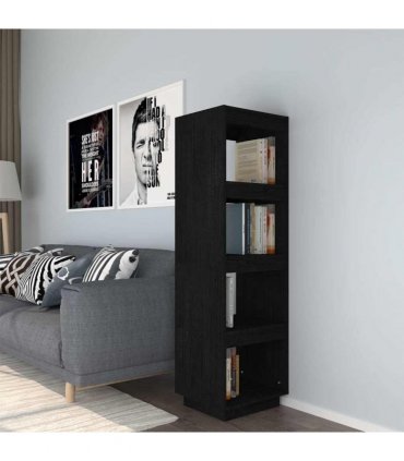 vidaXL Book Cabinet/Room Divider Black 40x35x135 cm Solid Pinewood