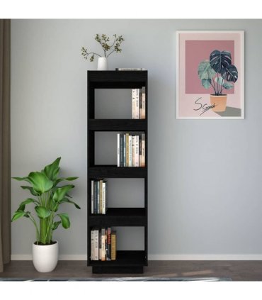 vidaXL Book Cabinet/Room Divider Black 40x35x135 cm Solid Pinewood