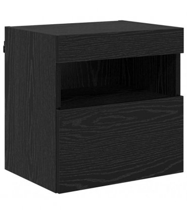 vidaXL TV Wall Cabinets with LED 2 pcs Black Oak 40 x 30 x 40 cm