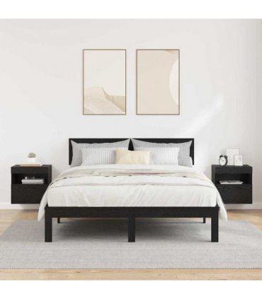 vidaXL TV Wall Cabinets with LED 2 pcs Black Oak 40 x 30 x 40 cm